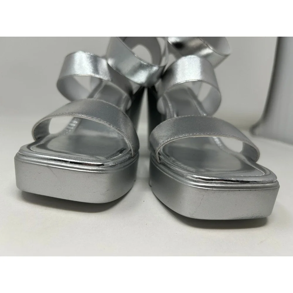 Silver Metallic Wedge Sandals for Women